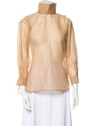 Arias Mock Neck Three-Quarter Sleeve Blouse