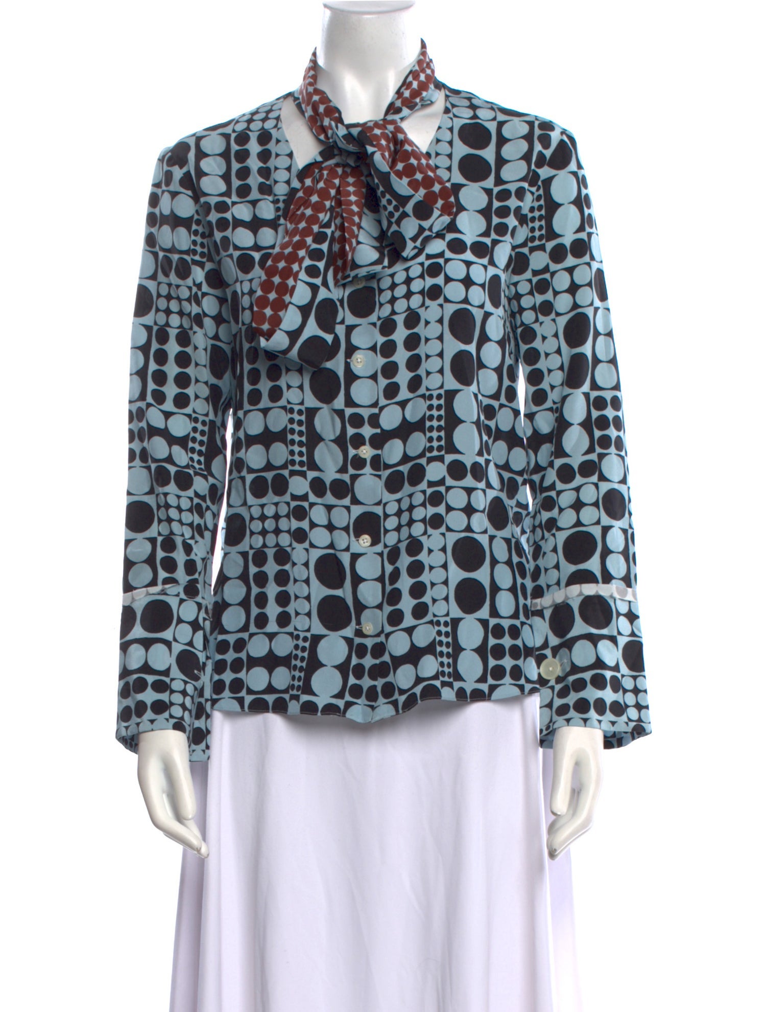 Arias Printed Long Sleeve Button-Up Top