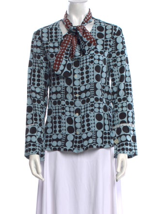 Arias Printed Long Sleeve Button-Up Top