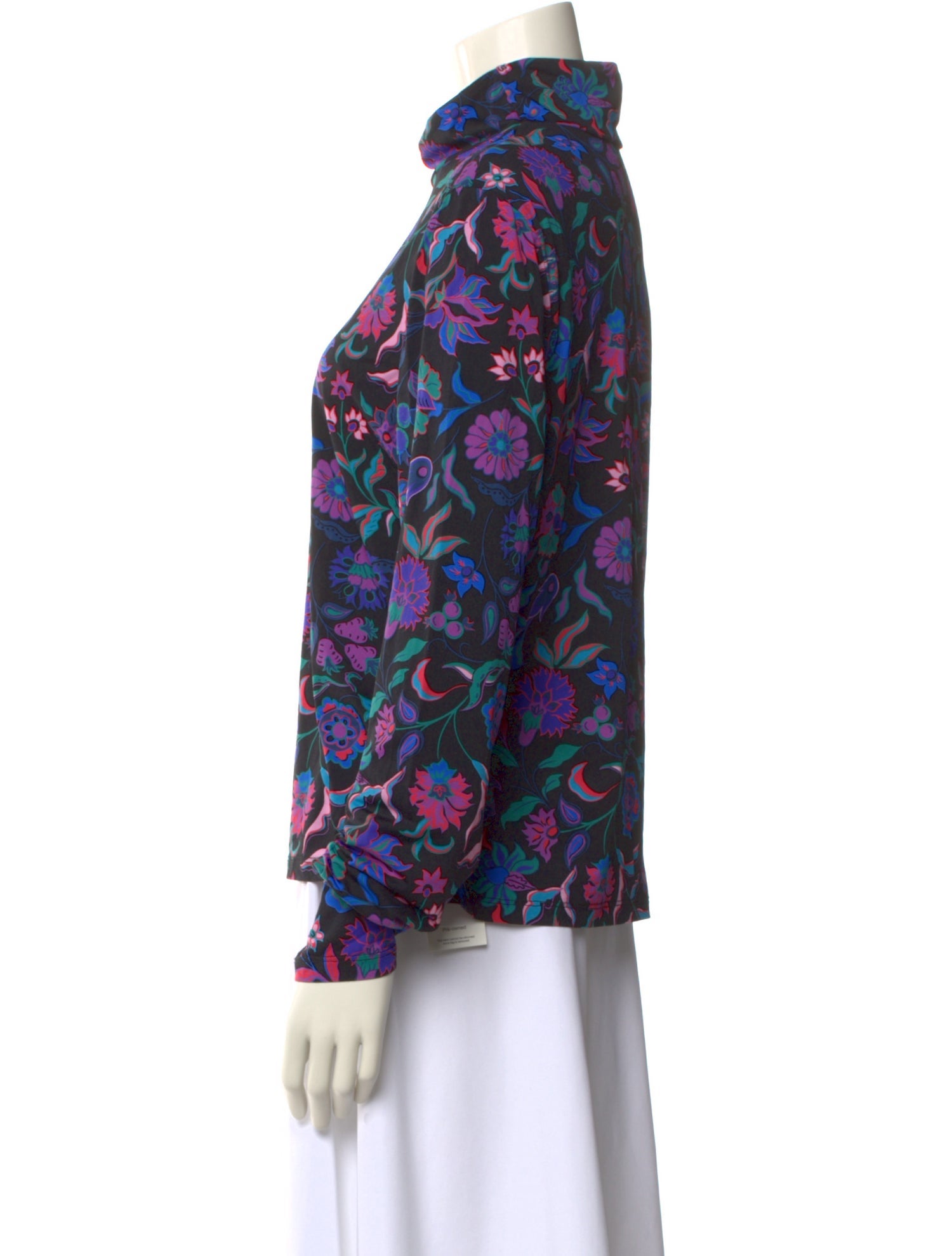 Arias Floral Print Mock Neck Blouse