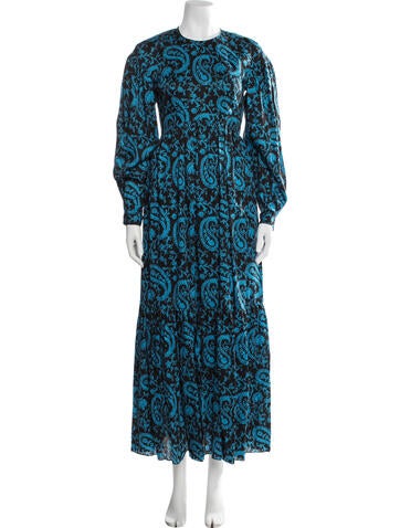 Pre-owned Arias Paisley Print Long Dress In Multi