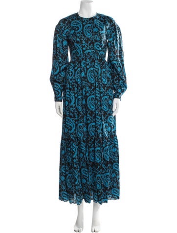 Pre-owned Arias Paisley Print Long Dress In Multi