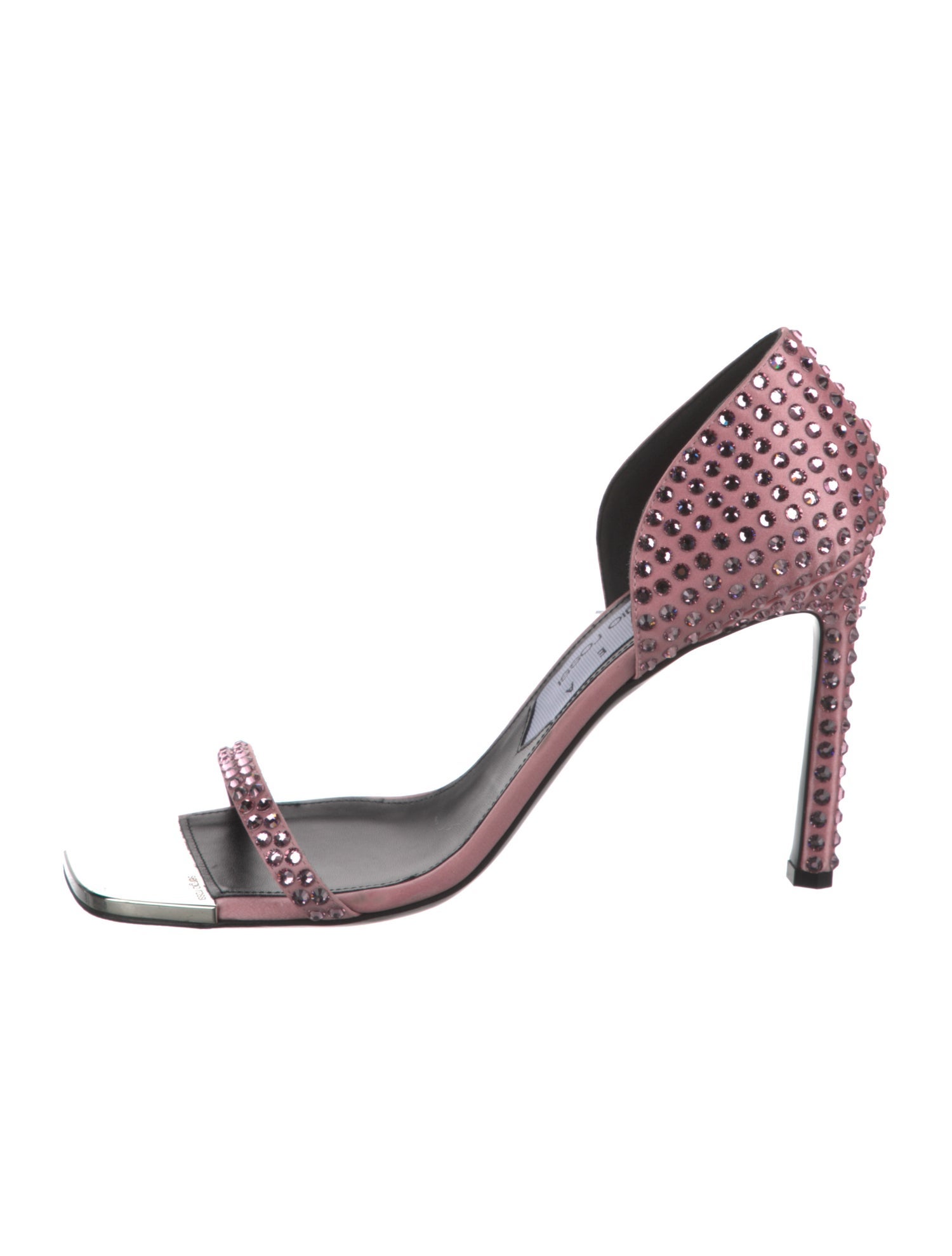 Area x Sergio Rossi Satin Crystal Embellishments Sandals