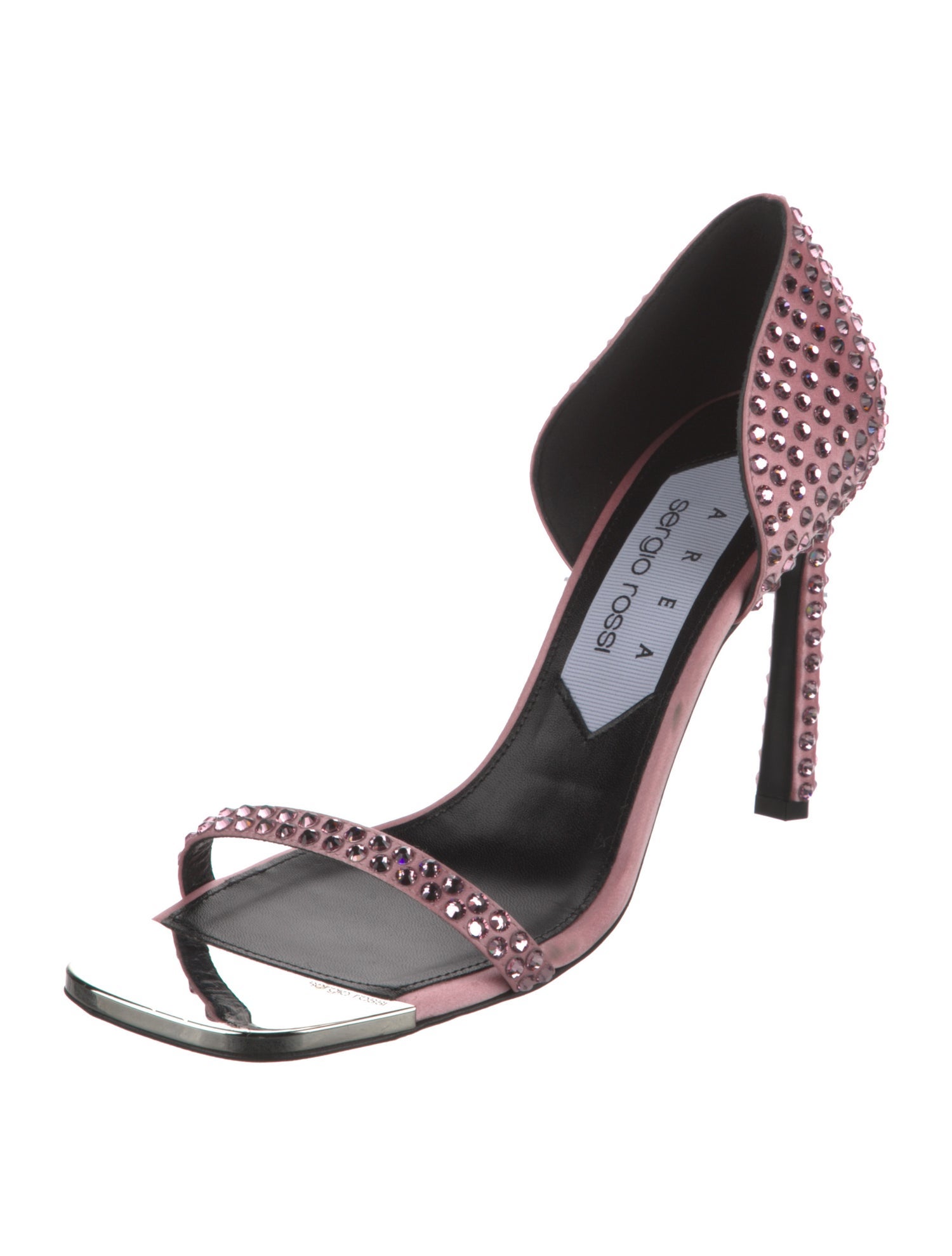 Area x Sergio Rossi Satin Crystal Embellishments Sandals