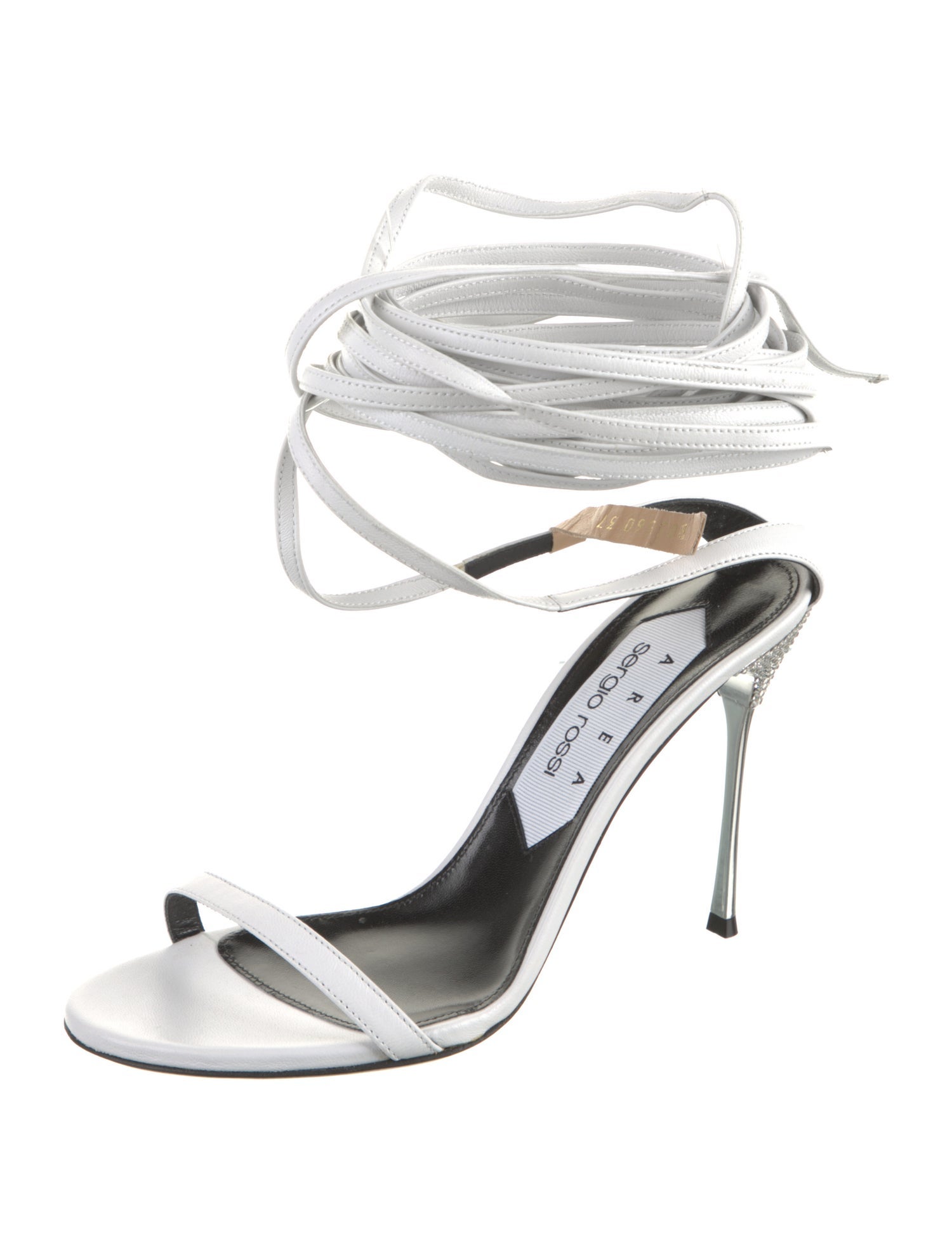 Area x Sergio Rossi Leather Crystal Embellishments Sandals