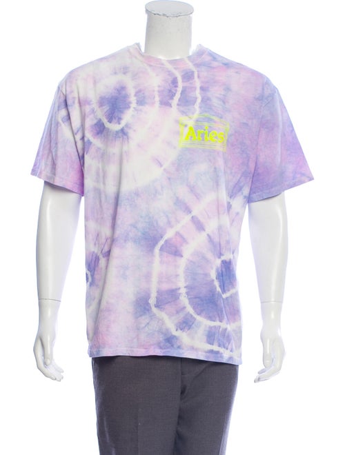 Aries Tie-Dye Crew Neck T-Shirt purple