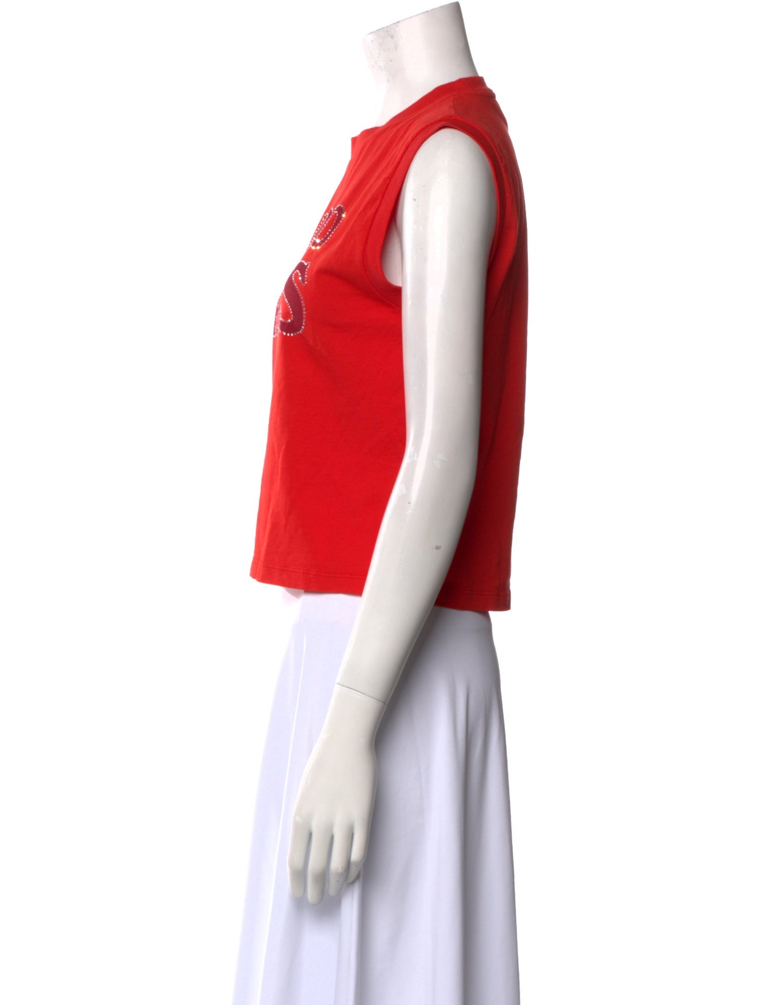 Aries Graphic Print Crew Neck Crop Top