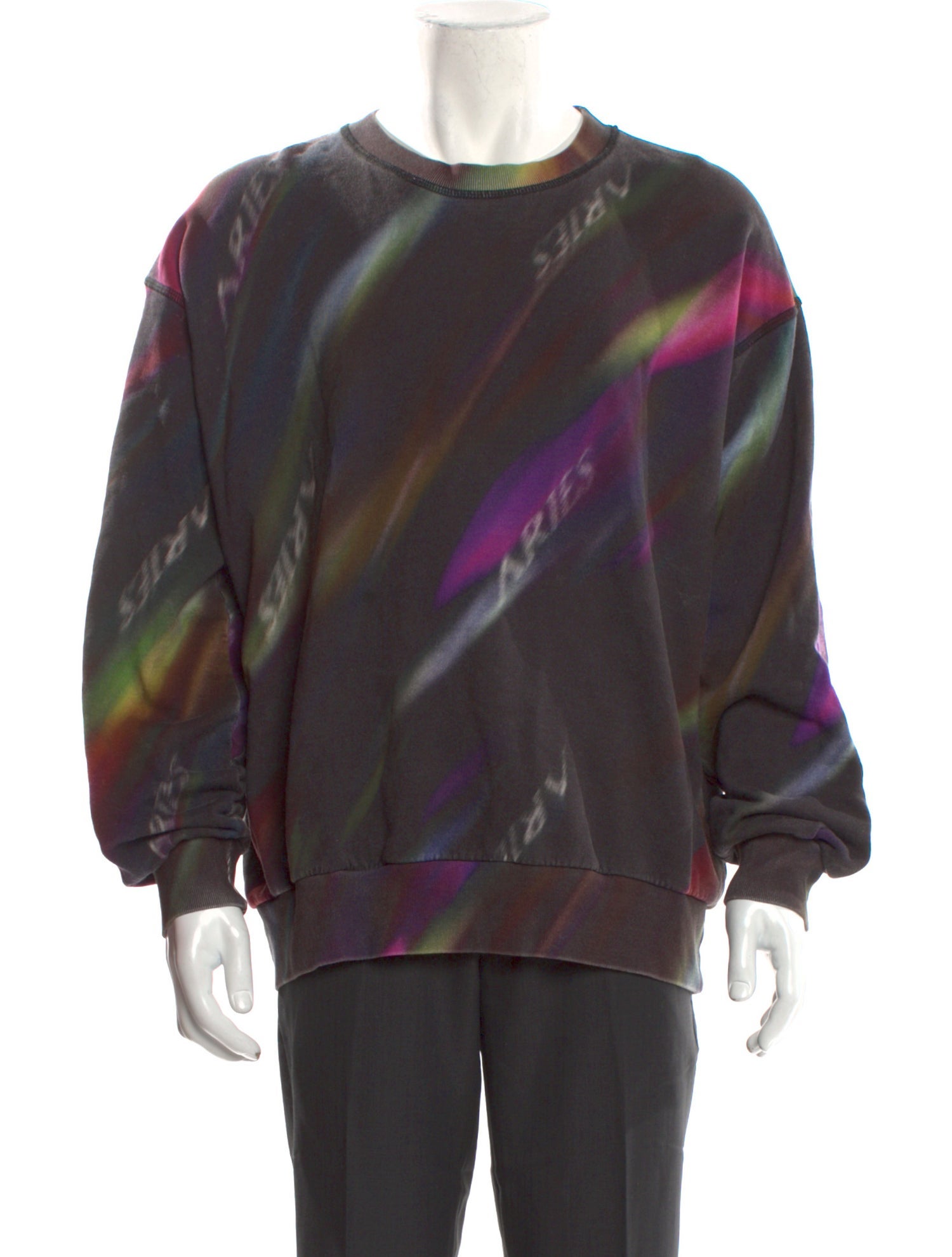 Aries Tie-Dye Print Scoop Neck Sweatshirt