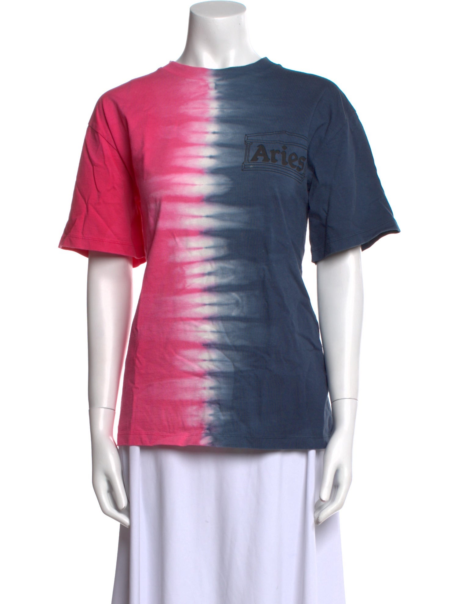 Aries Tie-Dye Print Crew Neck T-Shirt