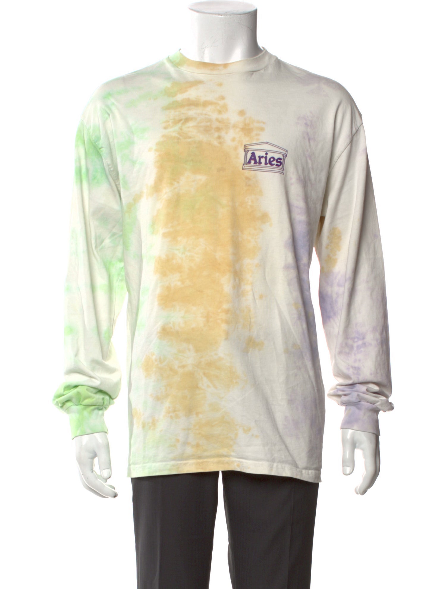Aries Tie-Dye Print Crew Neck T-Shirt