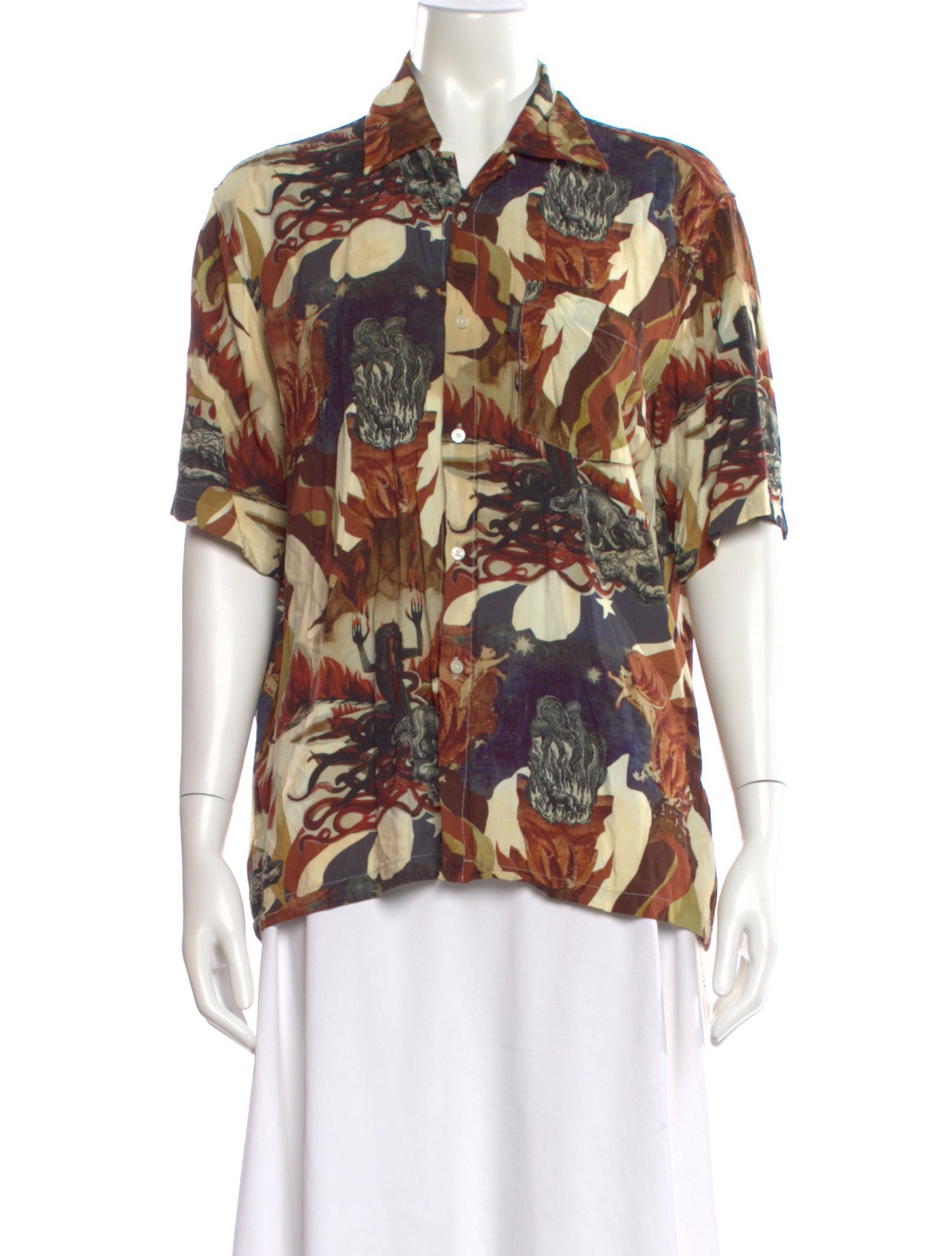 Aries Printed Short Sleeve Button-Up Top