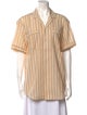 ARJÉ Striped Short Sleeve Button-Up Top