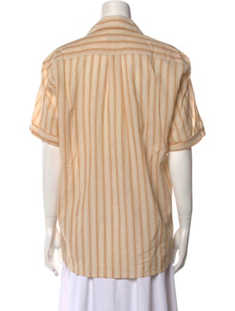 ARJÉ Striped Short Sleeve Button-Up Top
