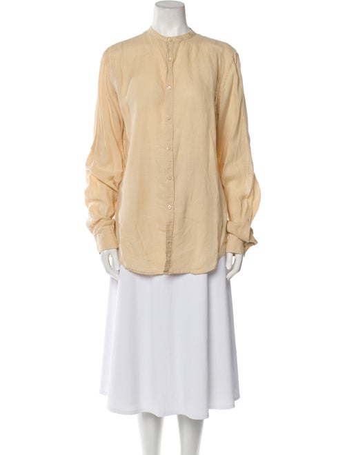 ARJÉ Mock Neck Long Sleeve Button-Up Top