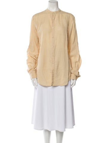 Arjé Tops Mock Neck Long Sleeve Button-Up Top M