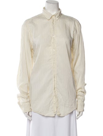 ARJÉ Striped Long Sleeve Button-Up Top