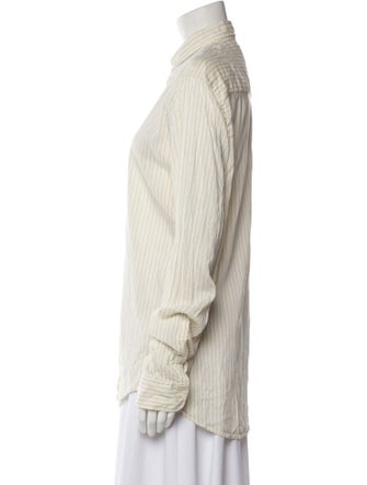 ARJÉ Striped Long Sleeve Button-Up Top