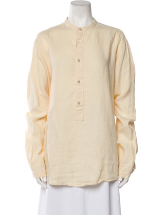 ARJÉ Linen Mock Neck Polo