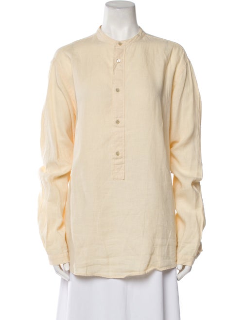 ARJÉ Linen Mock Neck Polo