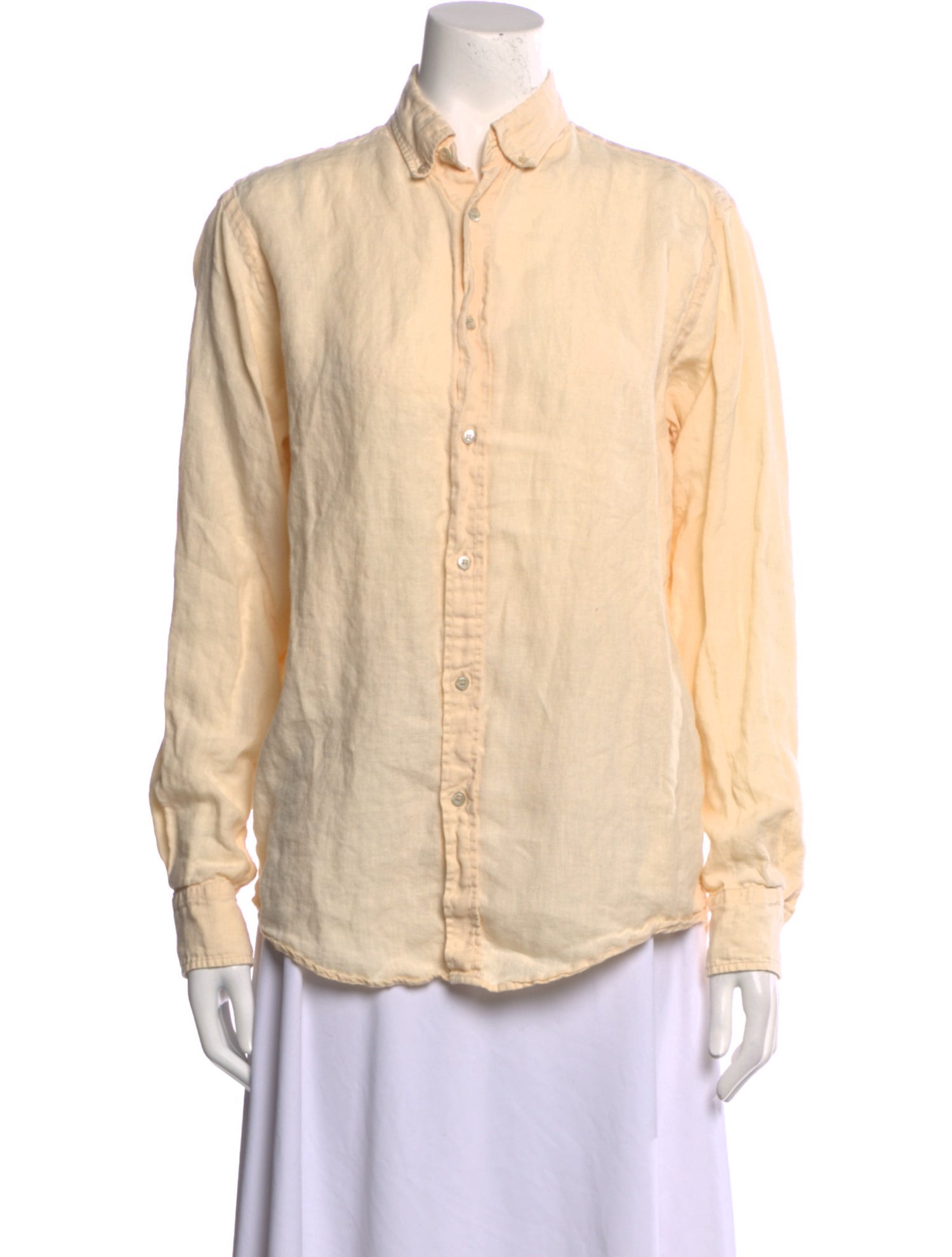 ARJÉ Linen Long Sleeve Button-Up Top