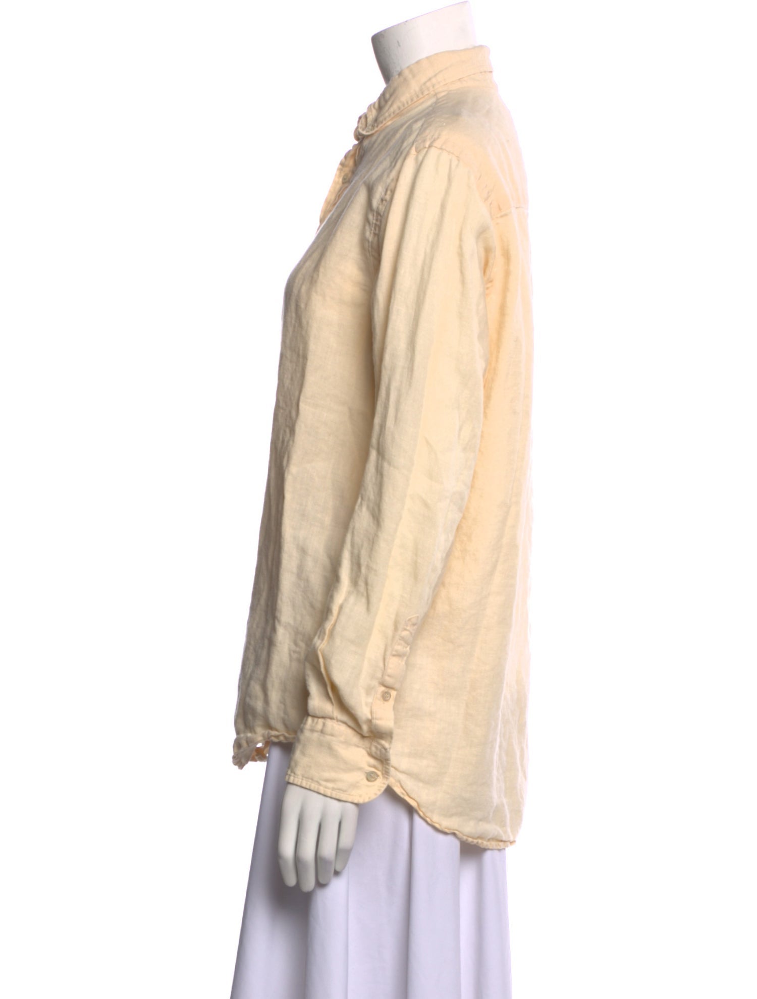 ARJÉ Linen Long Sleeve Button-Up Top