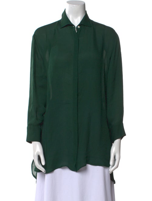 ARJÉ Silk Long Sleeve Button-Up Top