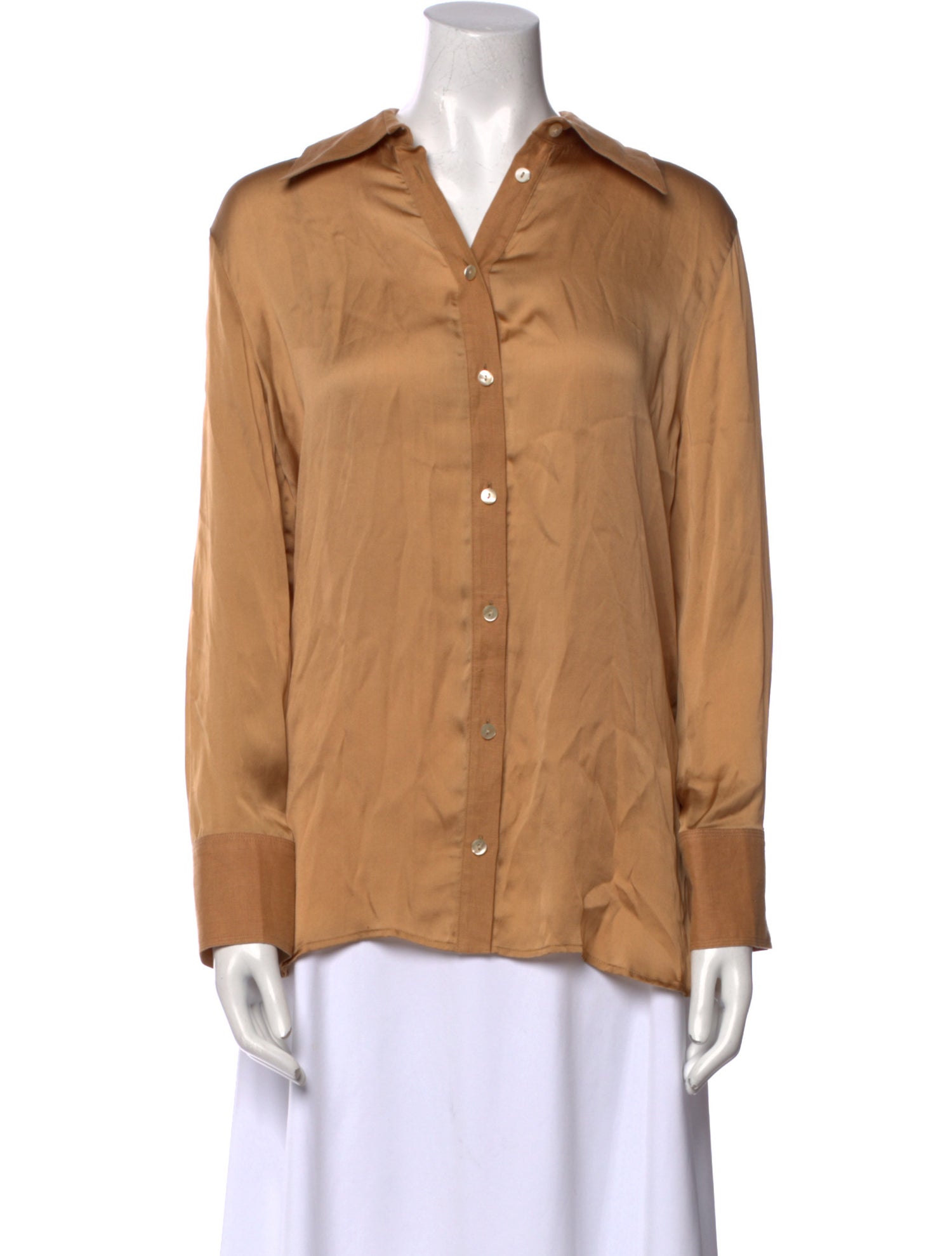 ARJÉ Silk Long Sleeve Button-Up Top