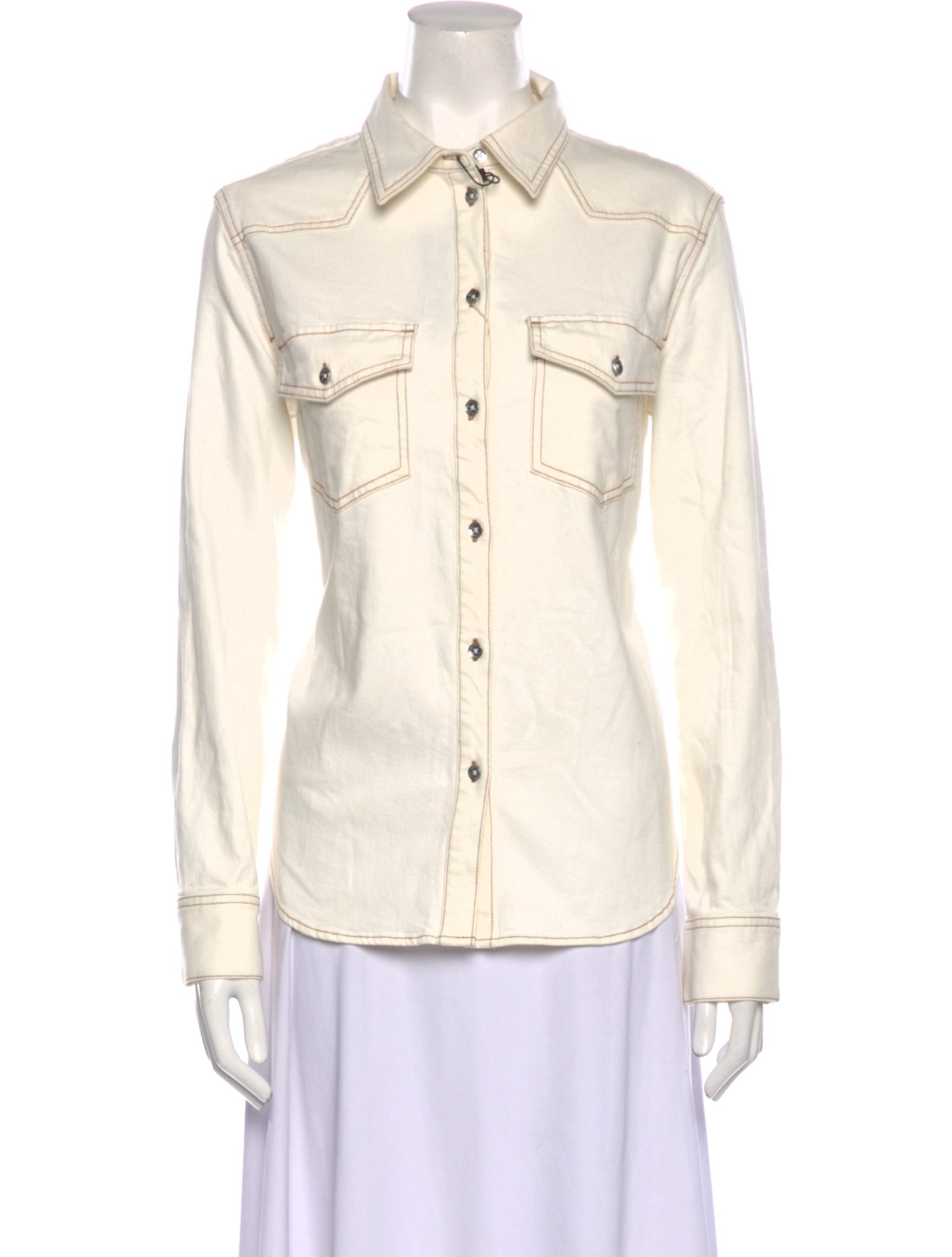 Armani Exchange Long Sleeve Button-Up Top