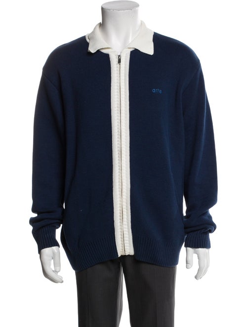 Arte Colorblock Pattern Mock Neck Polo Sweater