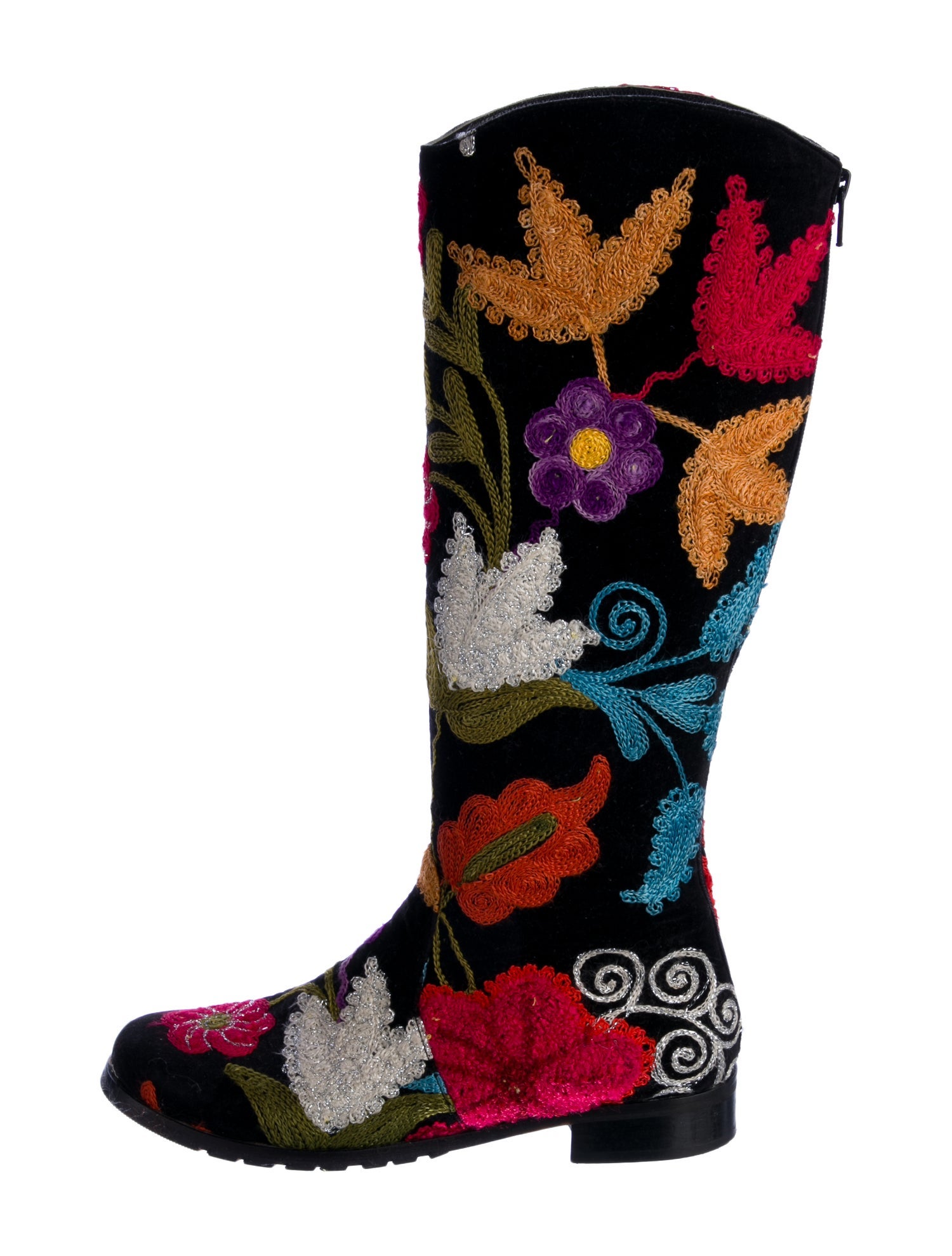 Artemis Design Co. Suede Floral Print Riding Boots