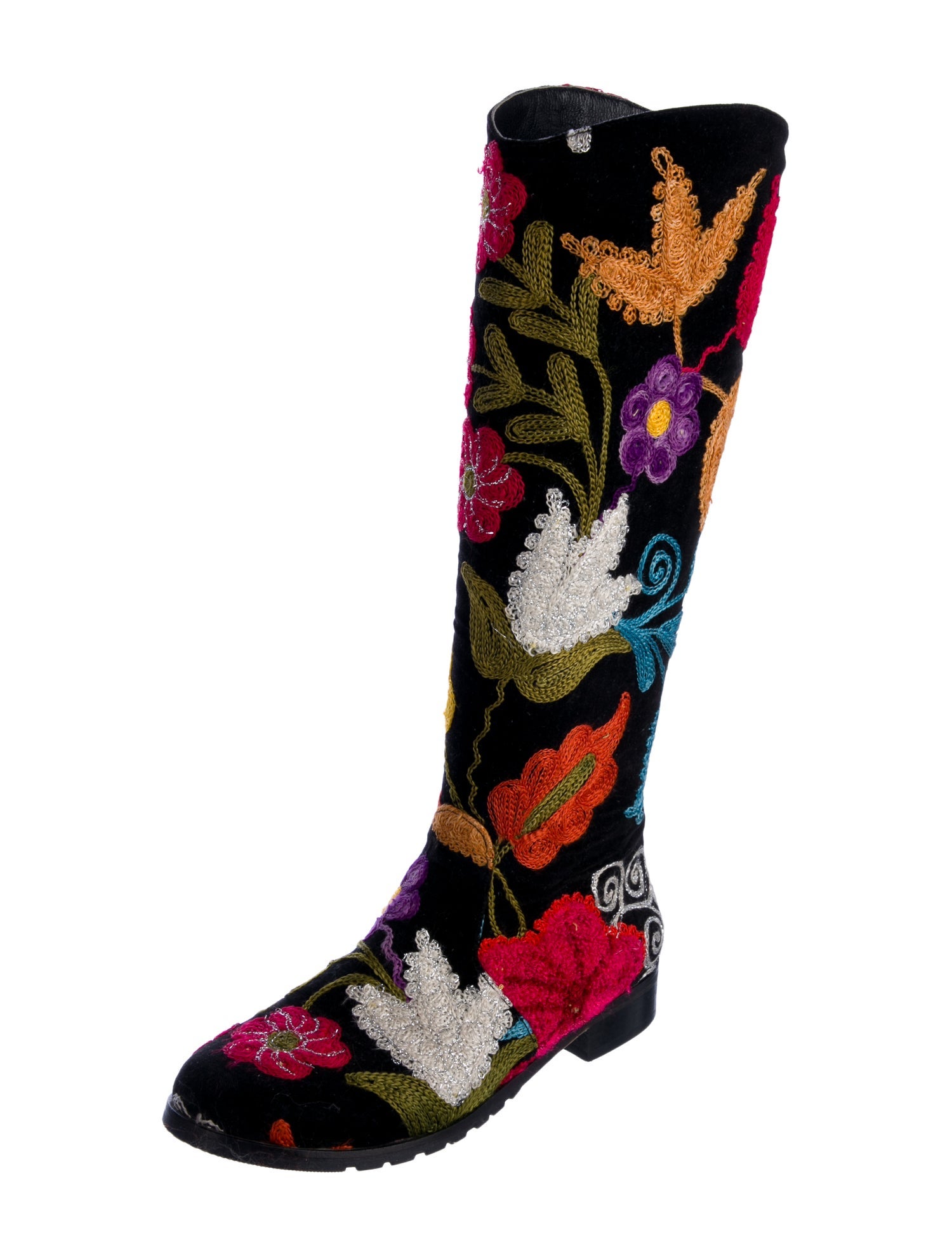 Artemis Design Co. Suede Floral Print Riding Boots