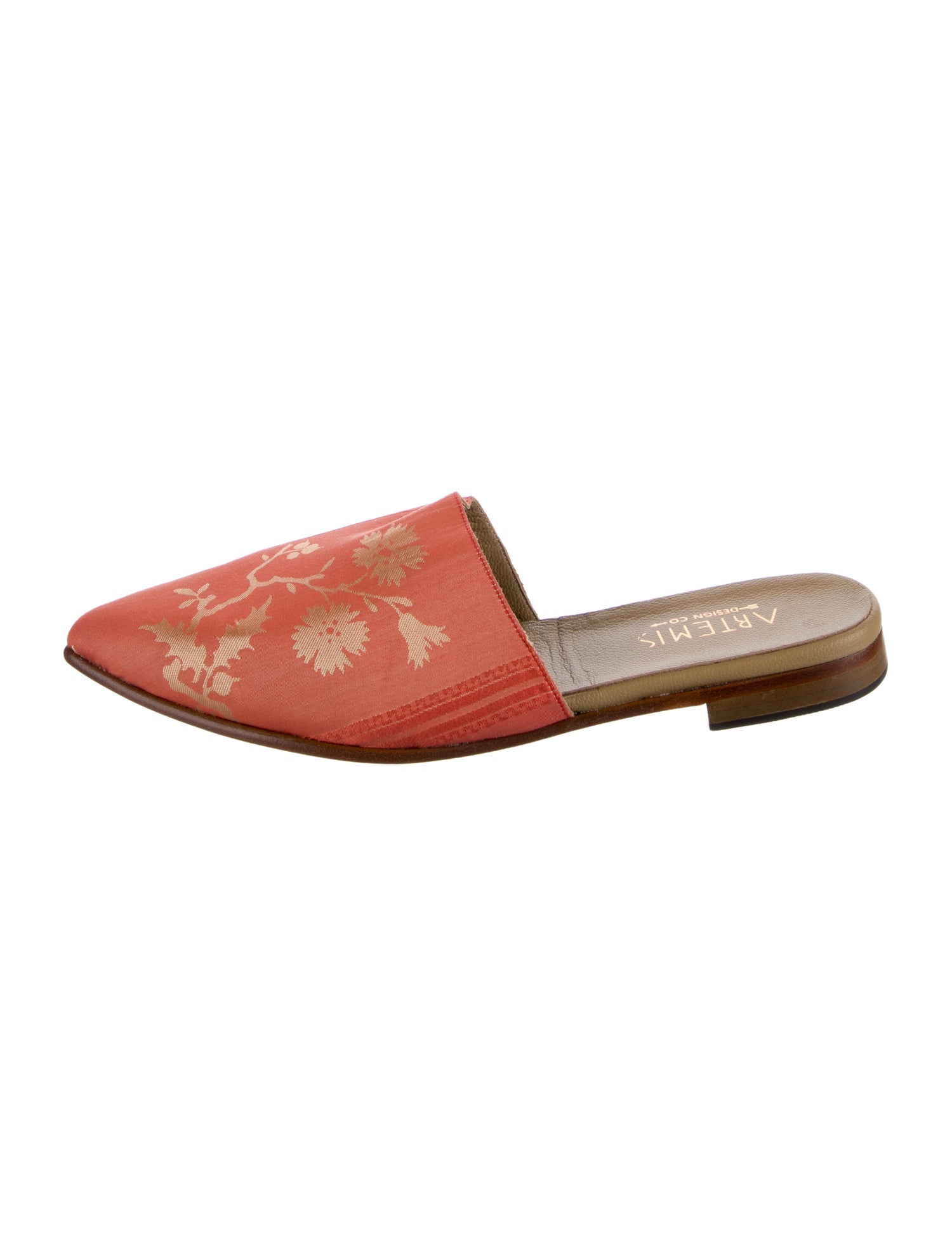 Artemis Design Co. Silk Floral Print Mules