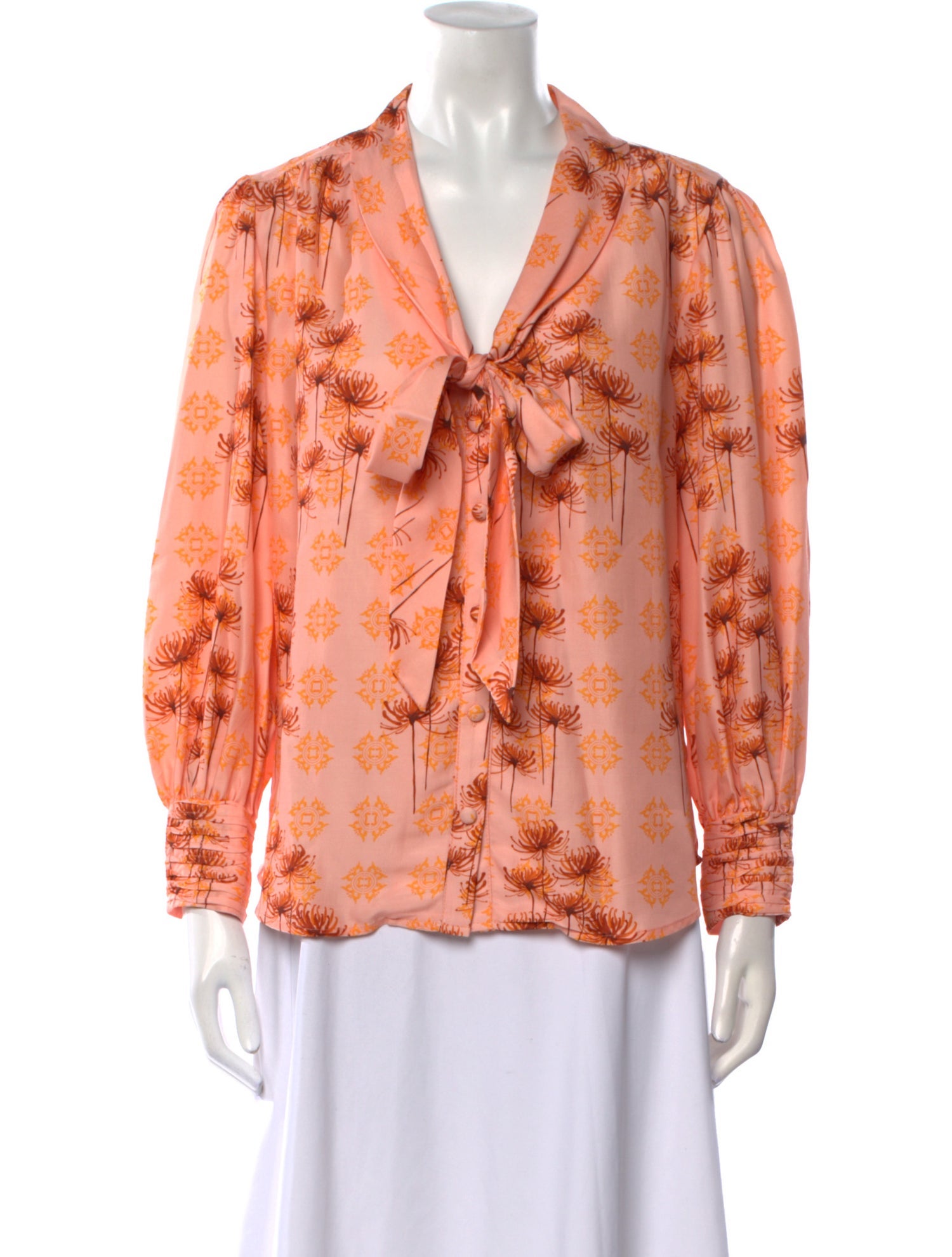 Atelier 1756 Printed Tie Neck Blouse