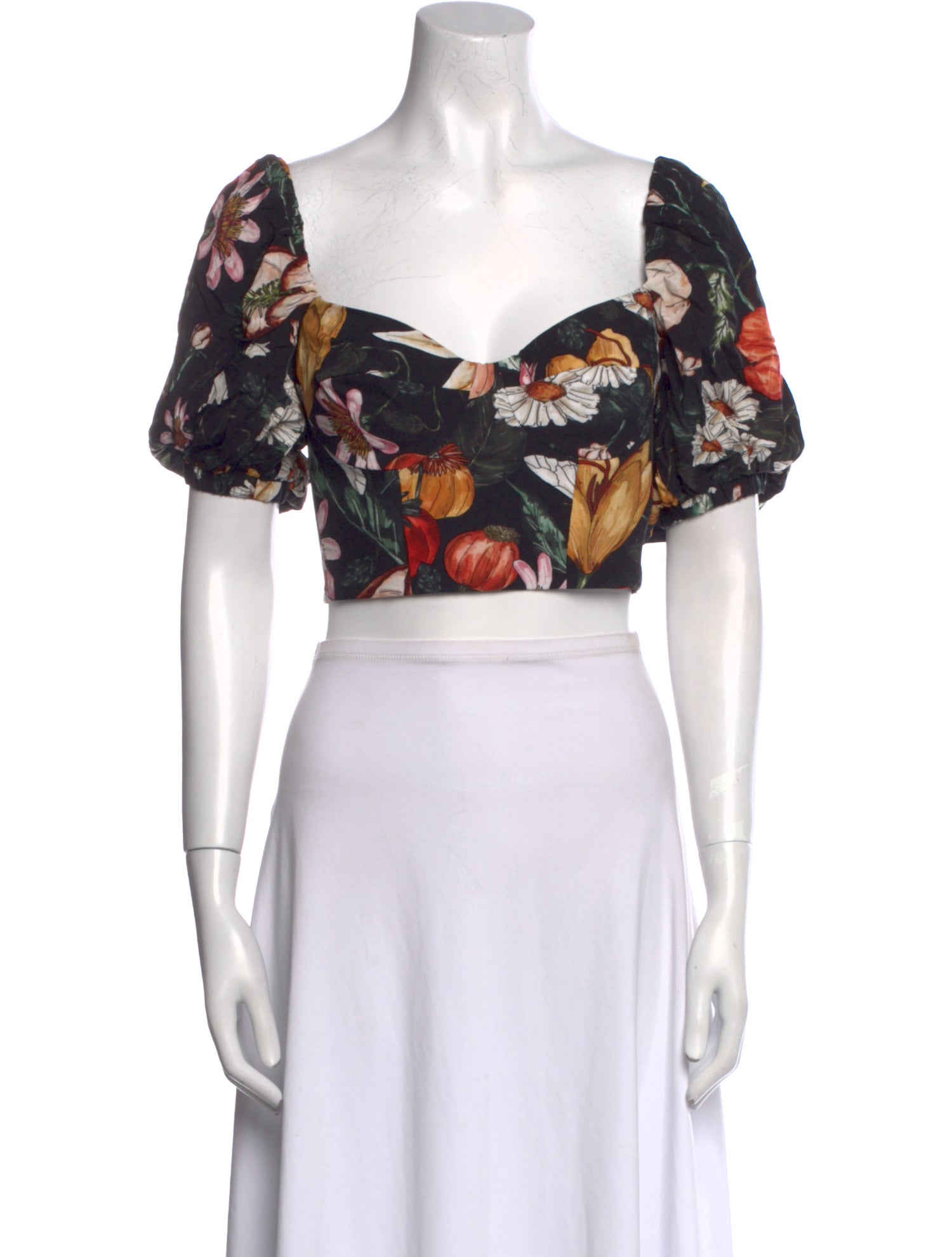 Atelier 1756 Floral Print Square Neckline Crop Top w/ Tags
