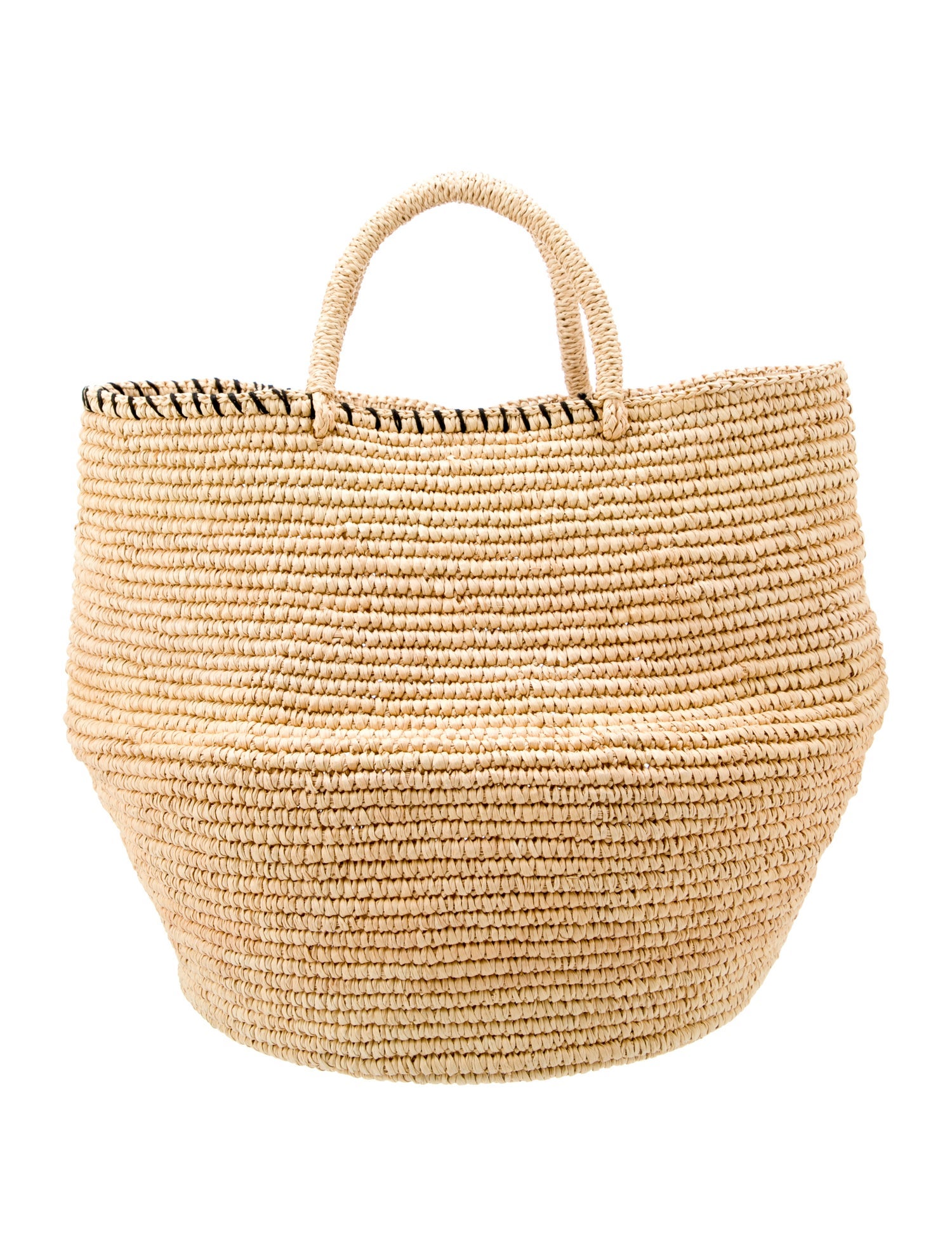 Artesano Whipstitch Raffia Handle Bag