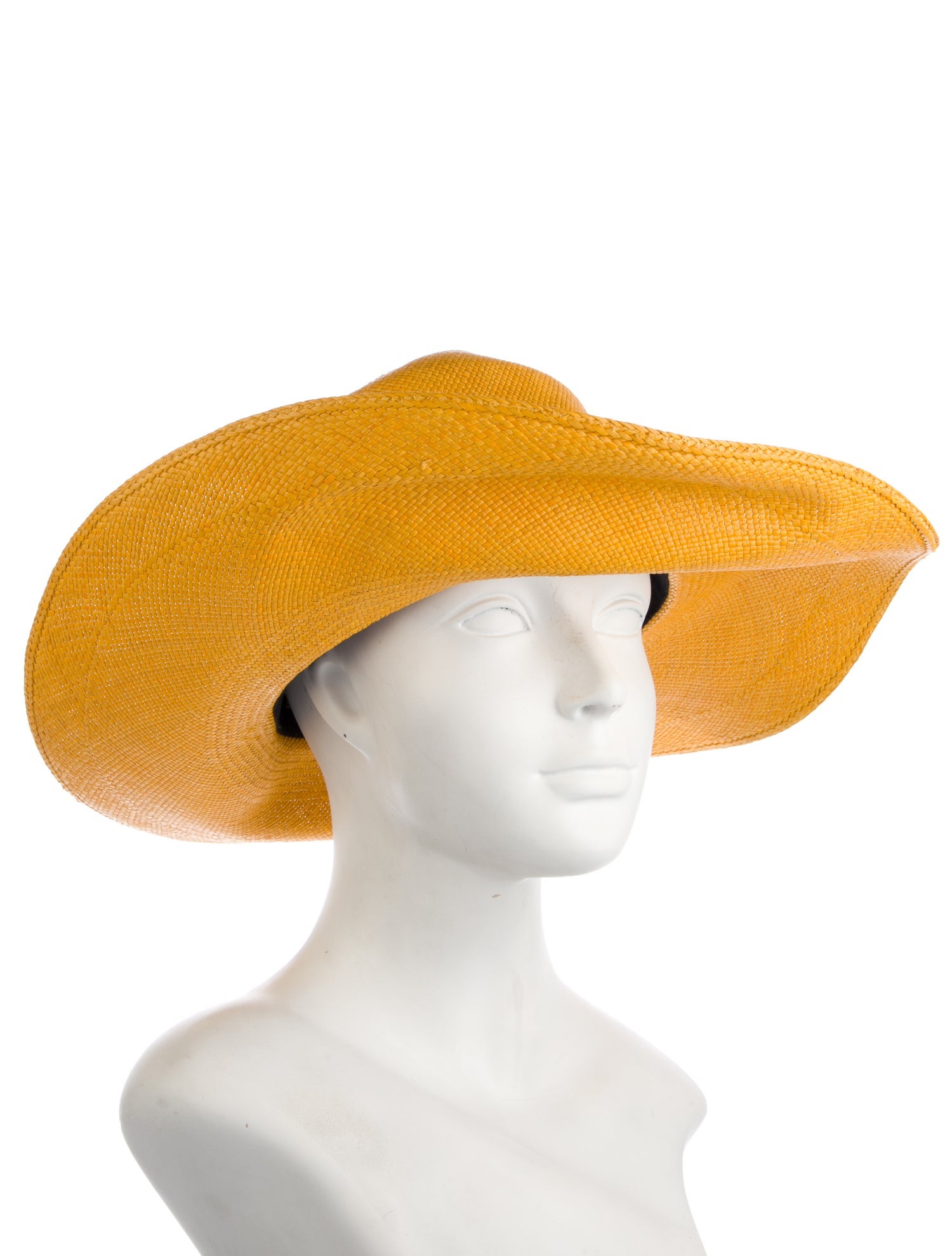 Artesano yellow pattern print straw hat
