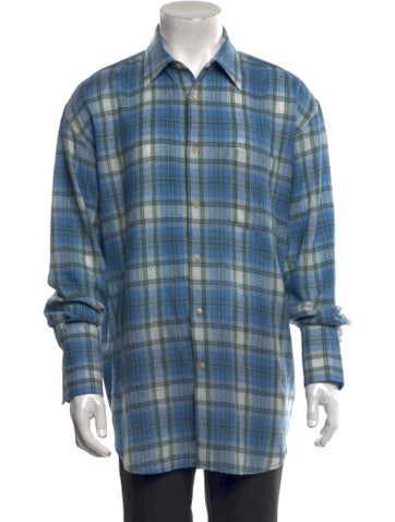 Auralee Casual Shirts Wool Plaid Print Shirt M