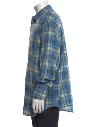 Auralee Wool Plaid Print Shirt
