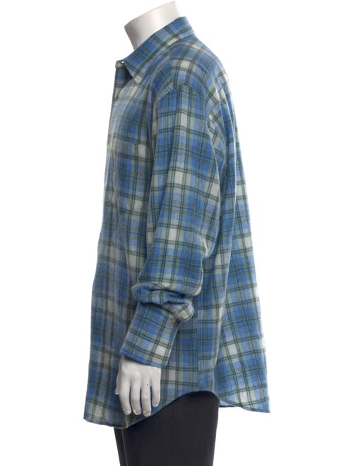Auralee Wool Plaid Print Shirt