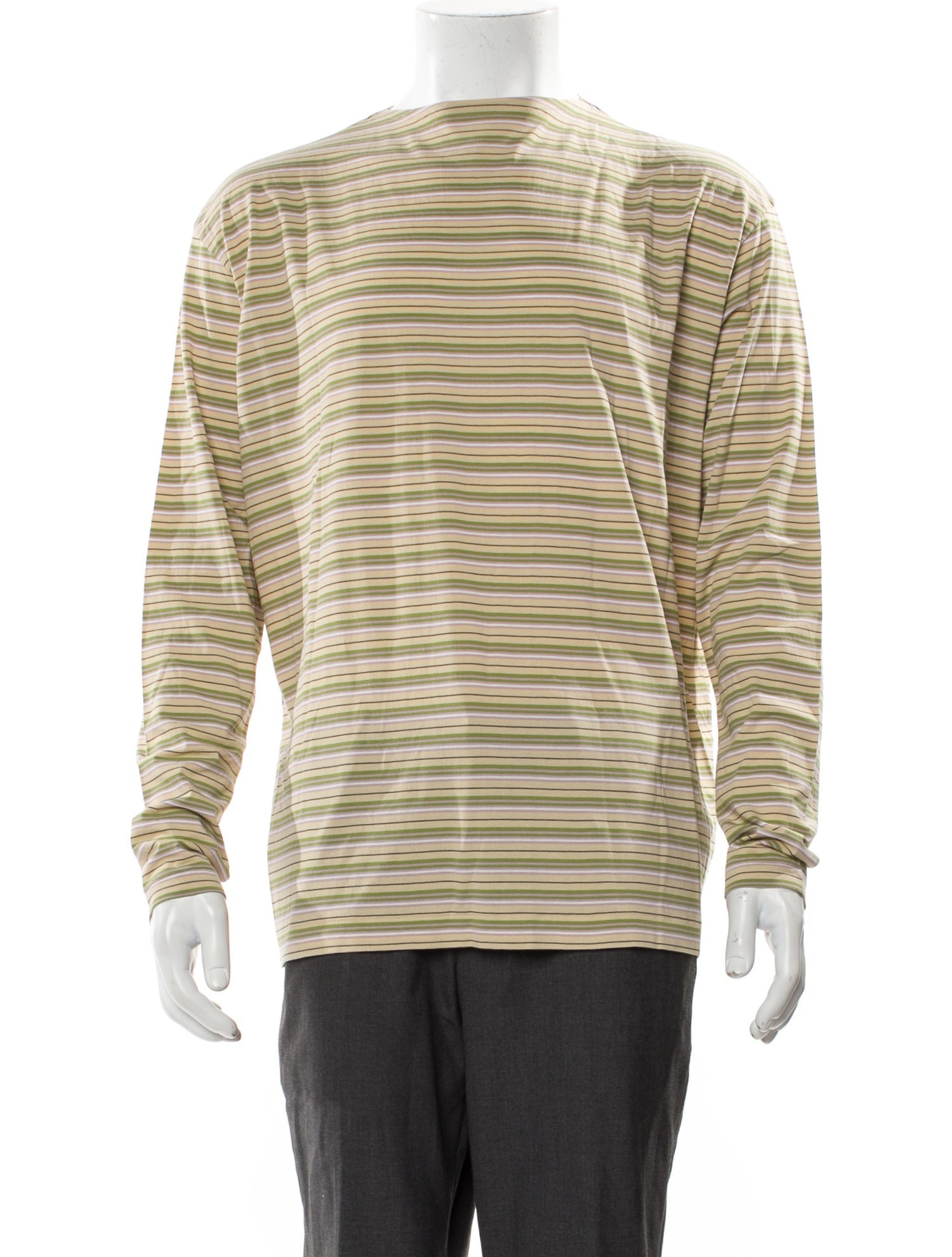 Auralee Striped Scoop Neck Henley w/ Tags