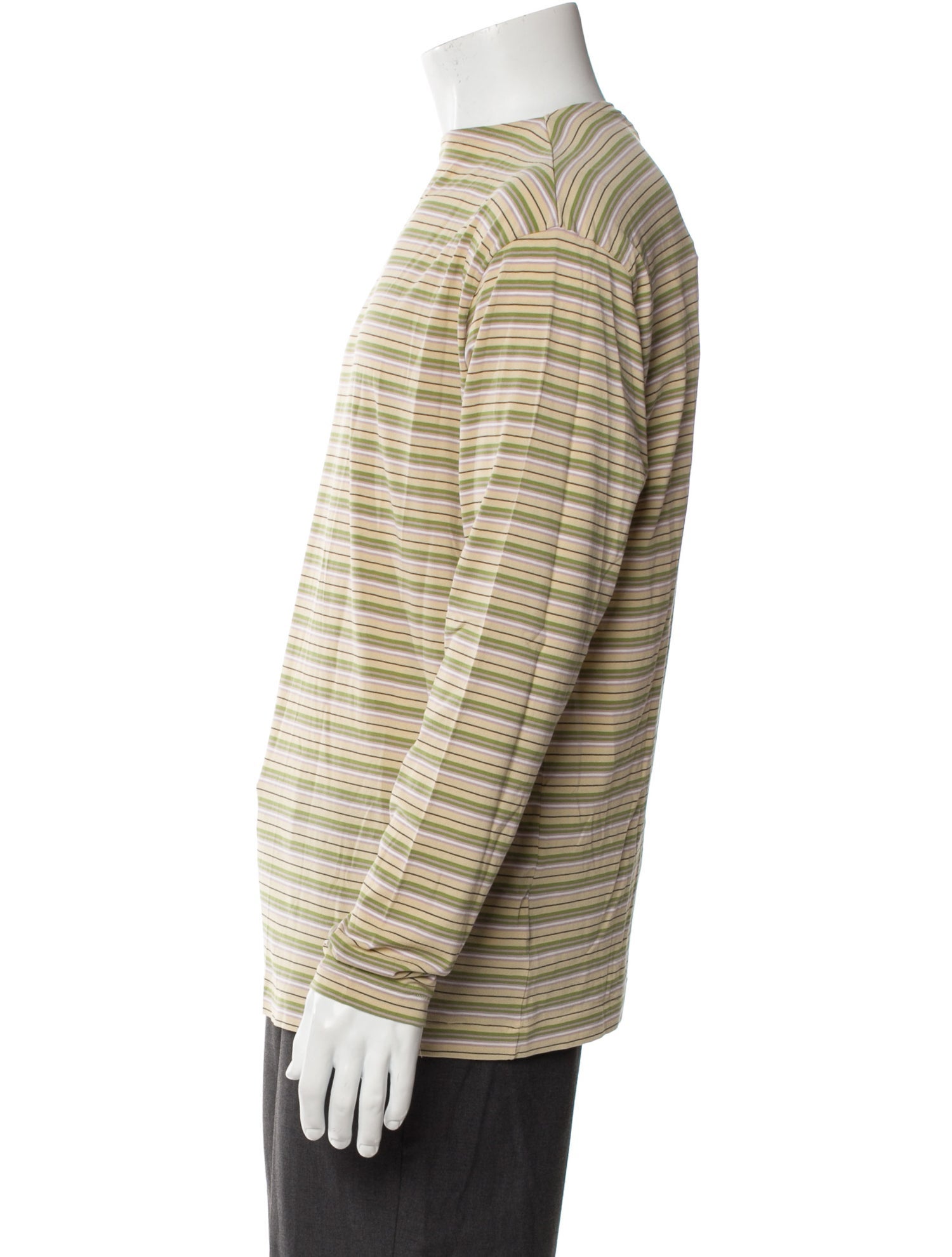 Auralee Striped Scoop Neck Henley w/ Tags