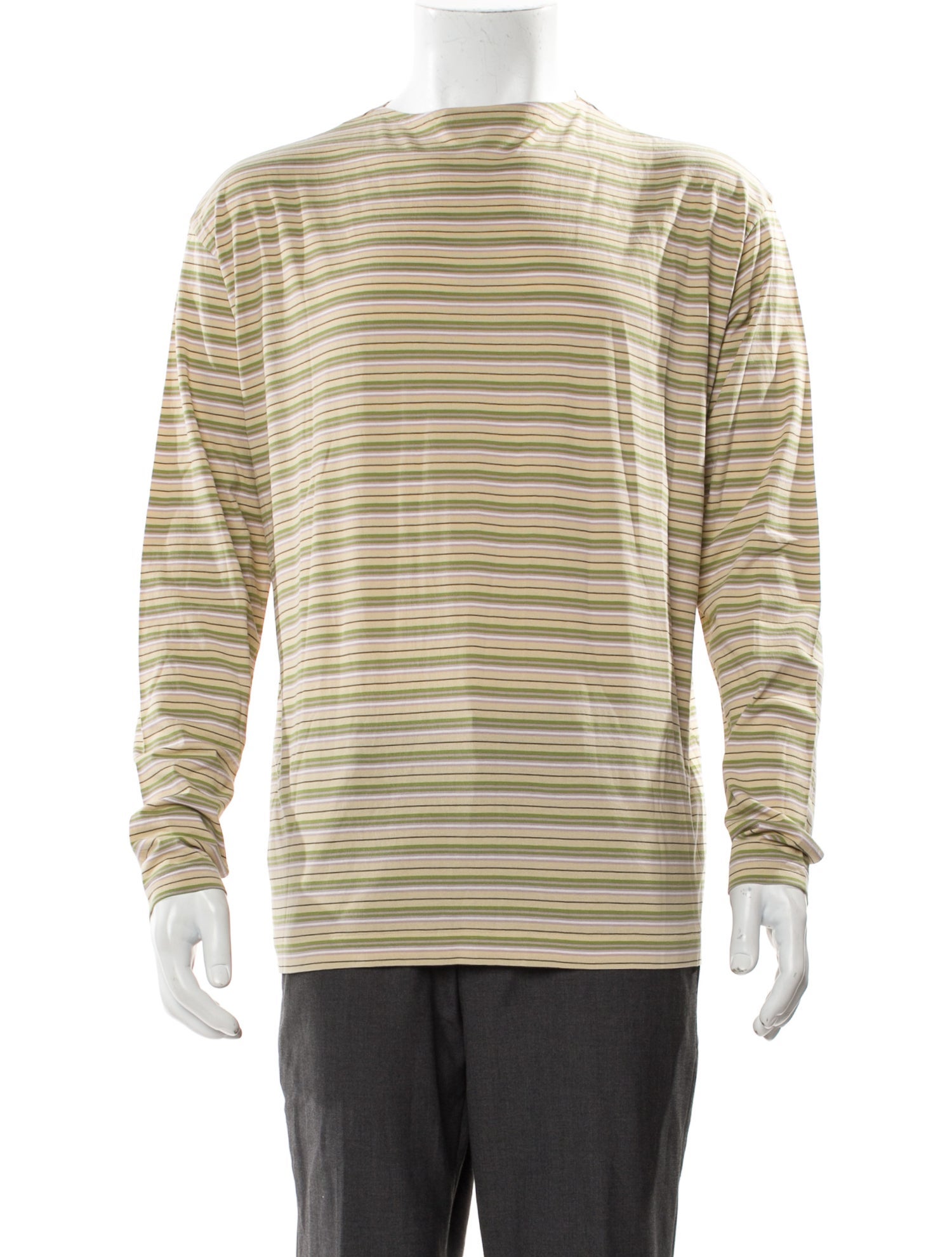 Auralee Striped Crew Neck Henley w/ Tags
