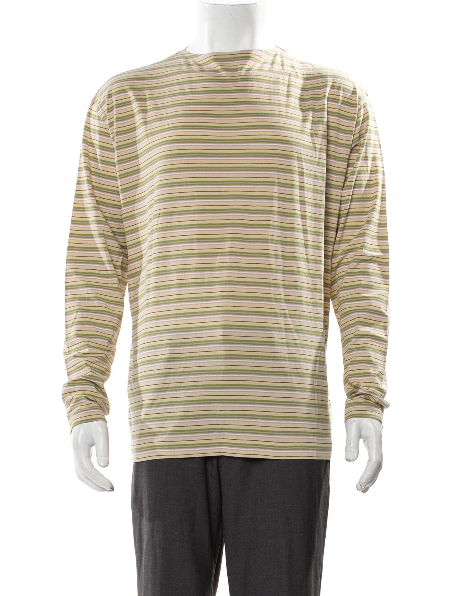 Auralee Striped Mock Neck Henley w/ Tags