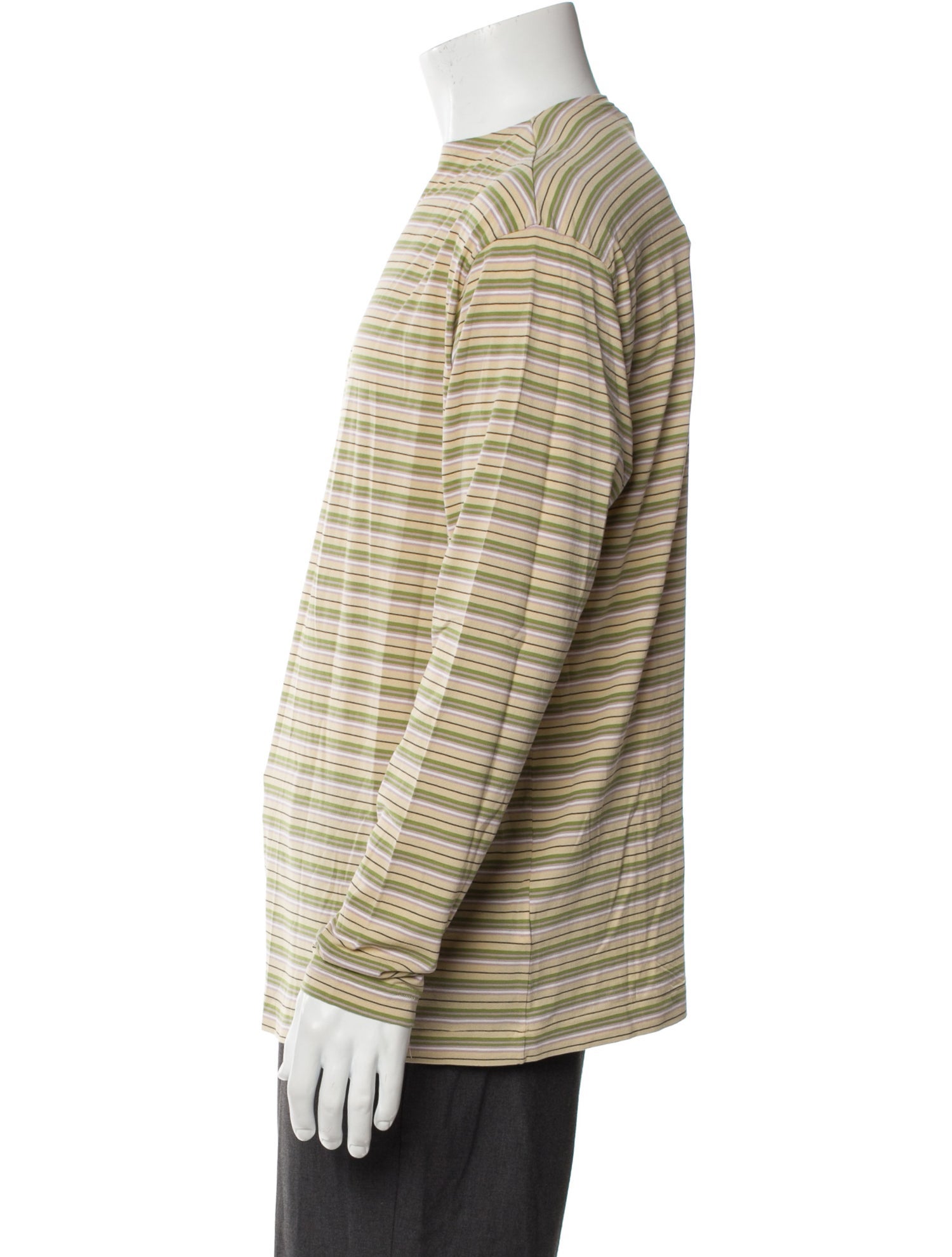 Auralee Striped Mock Neck Henley w/ Tags