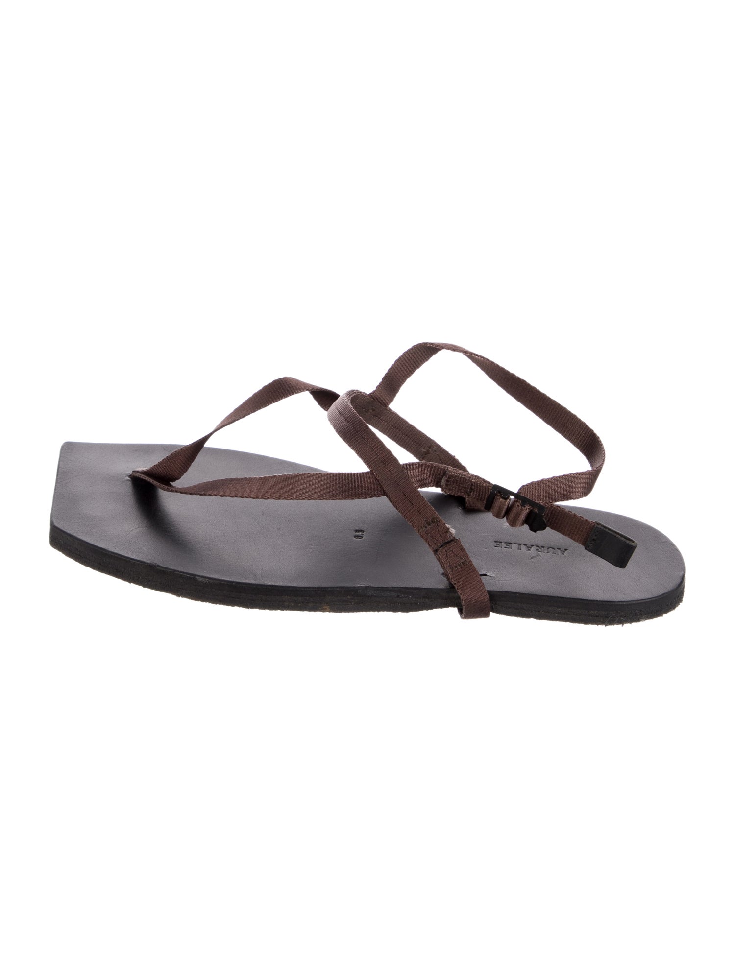 Auralee Leather T-Strap Sandals
