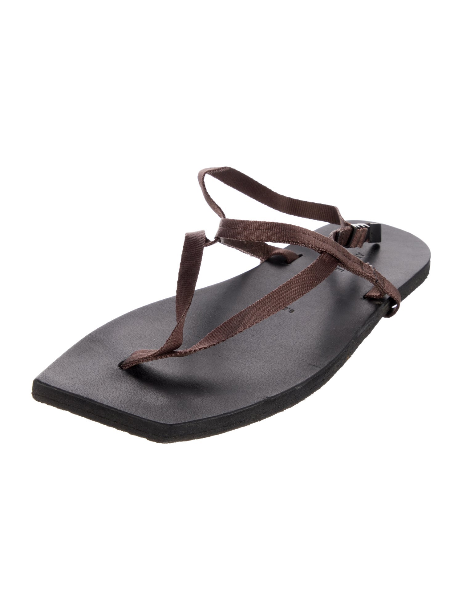 Auralee Leather T-Strap Sandals