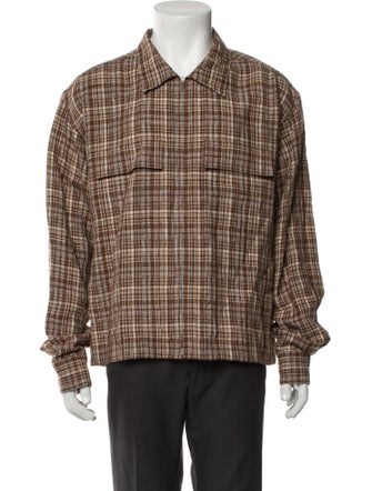 Auralee Linen Plaid Print Trucker Jacket