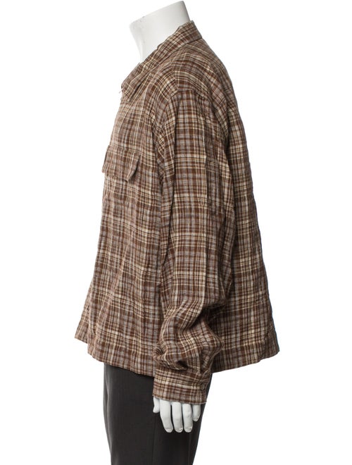 Auralee Linen Plaid Print Trucker Jacket