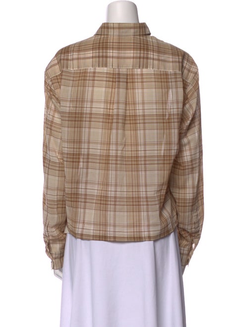 Auralee Wool Plaid Print Button-Up Top