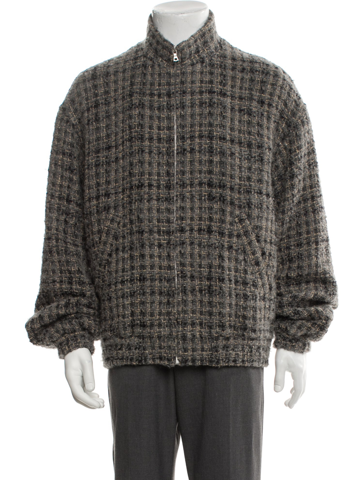 Auralee Wool Plaid Print Jacket